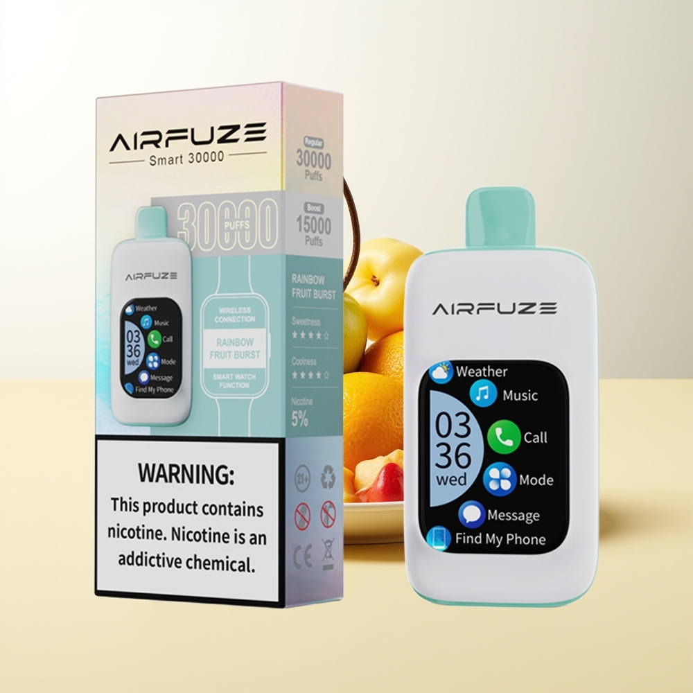 Serbia Wholesale AirFuze Smart 30000 Puffs Dizpozeabilni Vape Duga Voćna Eksplozija 5% Nikotina 900mAh Tip-C