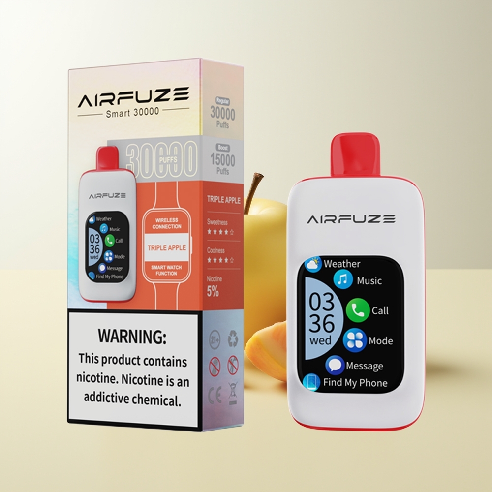 Serbia Wholesale AirFuze Smart 30000 Pufova Dispozabil Vape Trojna Jabuka 900mAh Type-C 5% Nikotina