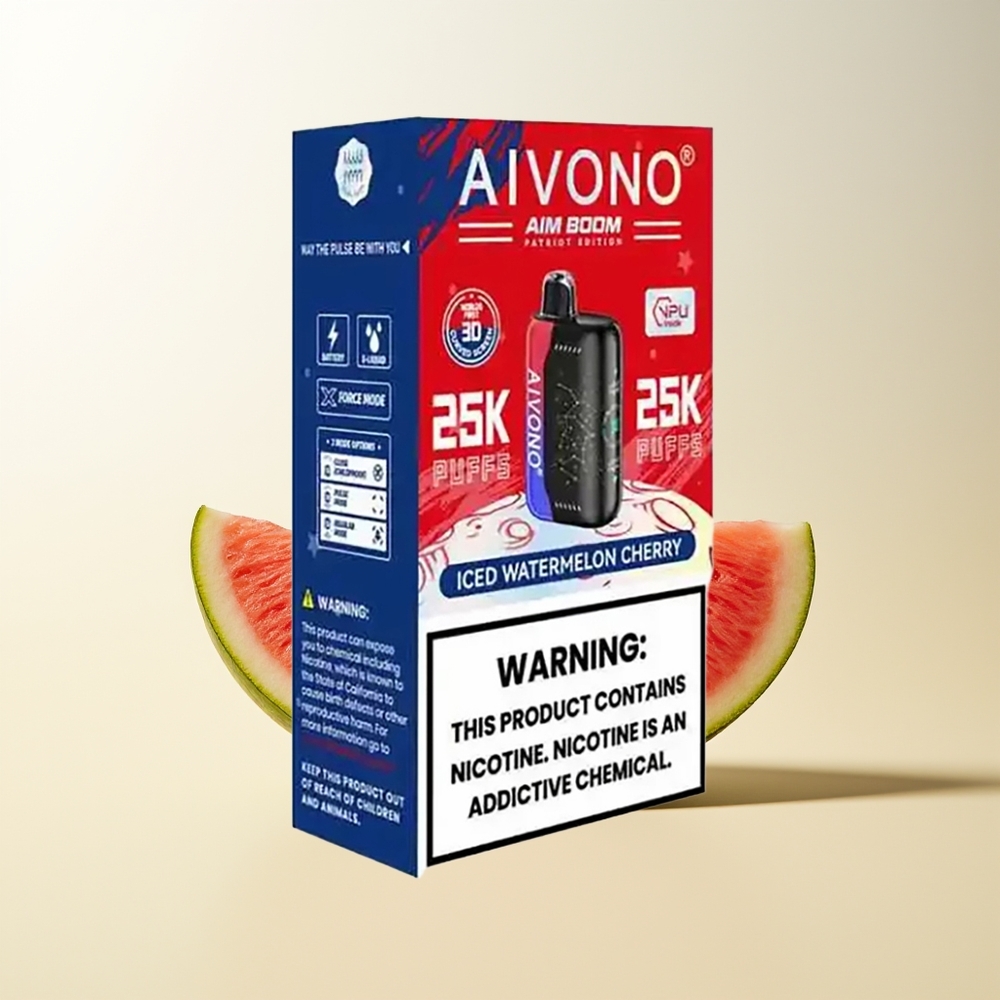 Serbia Wholesale Aivono Aim Boom 25000 Puffs Ledena Lubenica Trešnja 28ml 650mAh Type-C Mesh Coil 90g