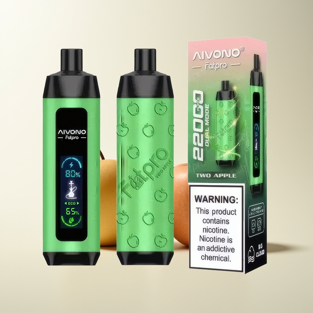 Serbia Wholesale Aivono Aim Fatpro 22000 Puffs Dve Jabuke 28ml 600mAh 0.6ohm Mesh Dual Modes 0-5% Nicotine