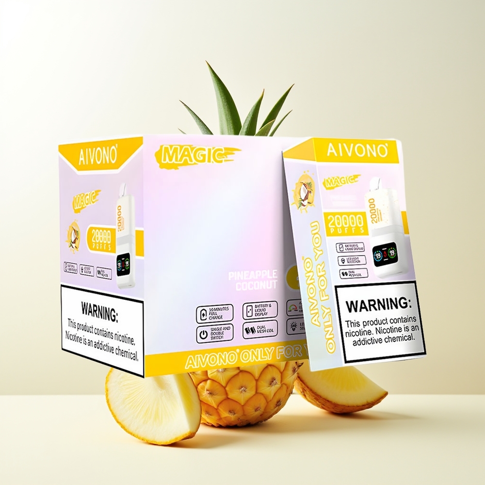 Serbia Wholesale Aivono Aim Magic 20000 Puffs Ananas Kokos Dual Mesh Coils LCD Display Type-C Rechargeable