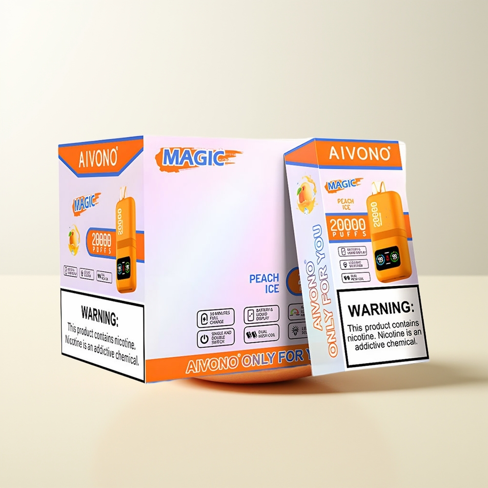 Serbia Wholesale Aivono Aim Magic 20000 Pufova Breskva Led 0% 2% 3% 5% Nikotin 26ml Dvostruke Mesh Zavojnice LCD Tip-C Punjenje 600mAh Baterija
