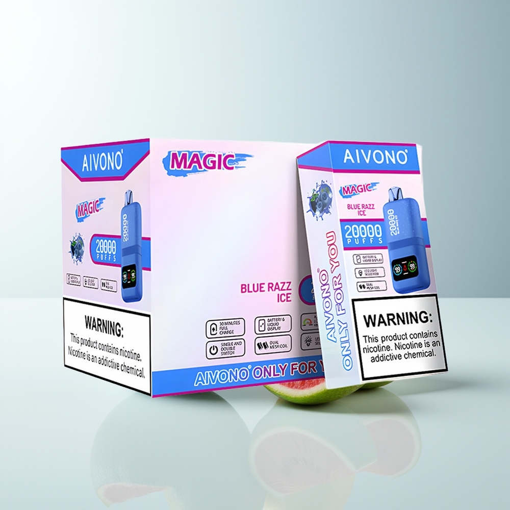 Serbia Wholesale Aivono Aim Magic 20000 Pufova Plavi Malina Led 0% 2% 3% 5% Nikotin Dual Mesh Coils LCD Type-C 600mAh