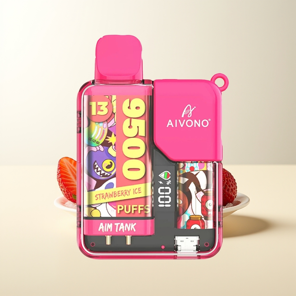 Serbia Wholesale Aivono Aim-TANK 9500 Pufova Jagoda Led 18ml 650mAh LCD 0% 2% 3% 5% Nikotin 1.2ohm Mesh Coil