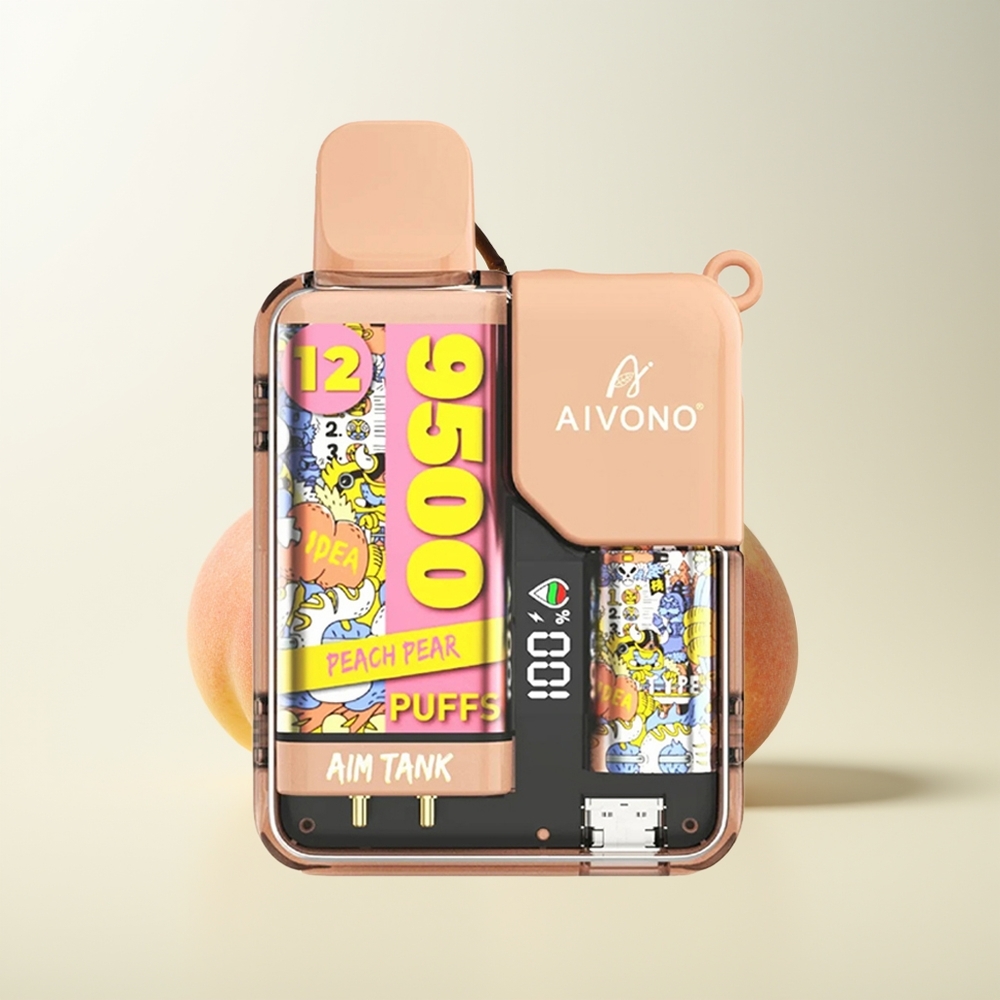 Serbia Wholesale Aivono Aim Tank 9500 Pufova Breskva Kruška 18ml 650mAh LCD Mesh Coil 0% 2% 3% 5% Nikotina