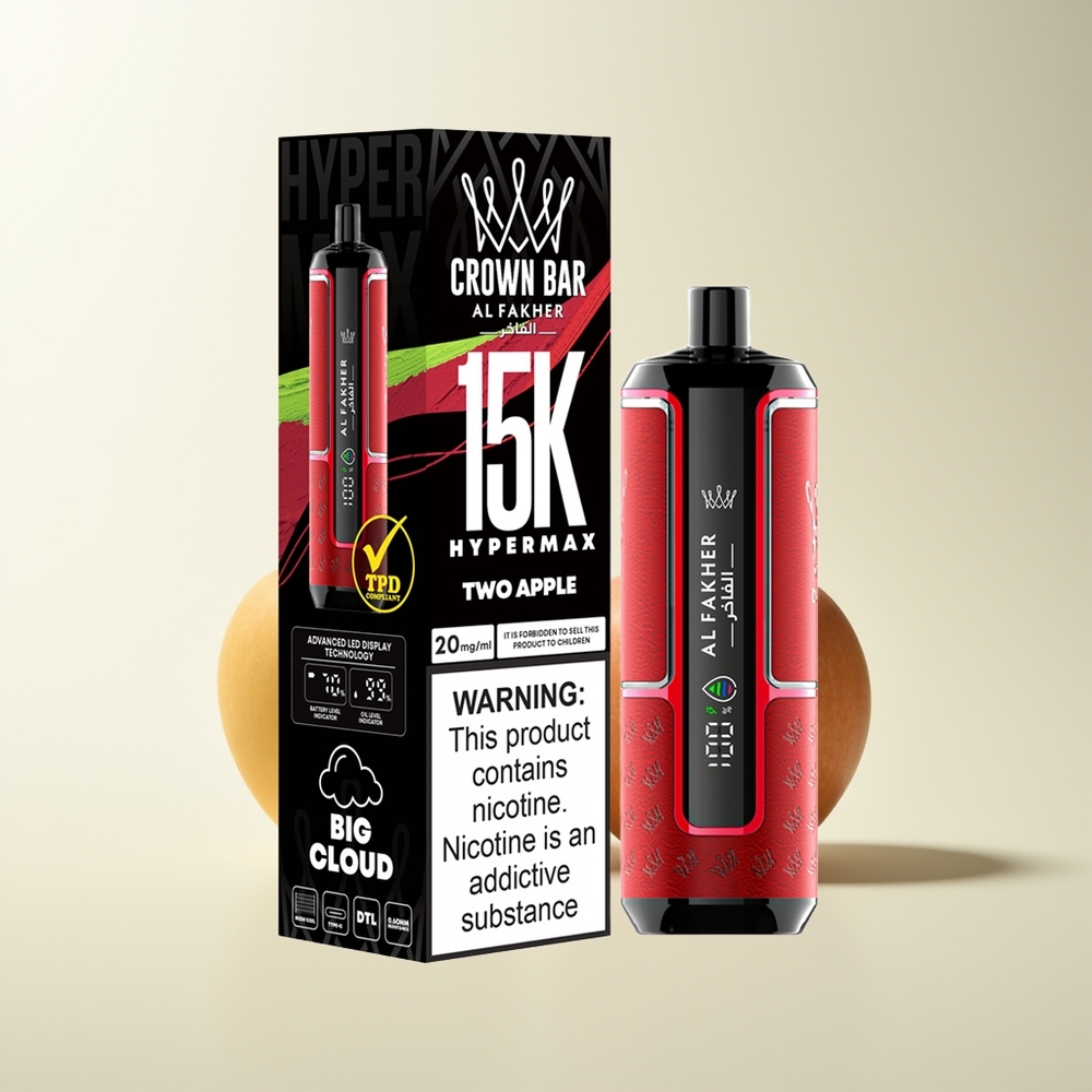 Serbia Wholesale Al Fakher Crown Bar 15K Две Јабуке Hypermax DTL 22ml 600mAh Type-C