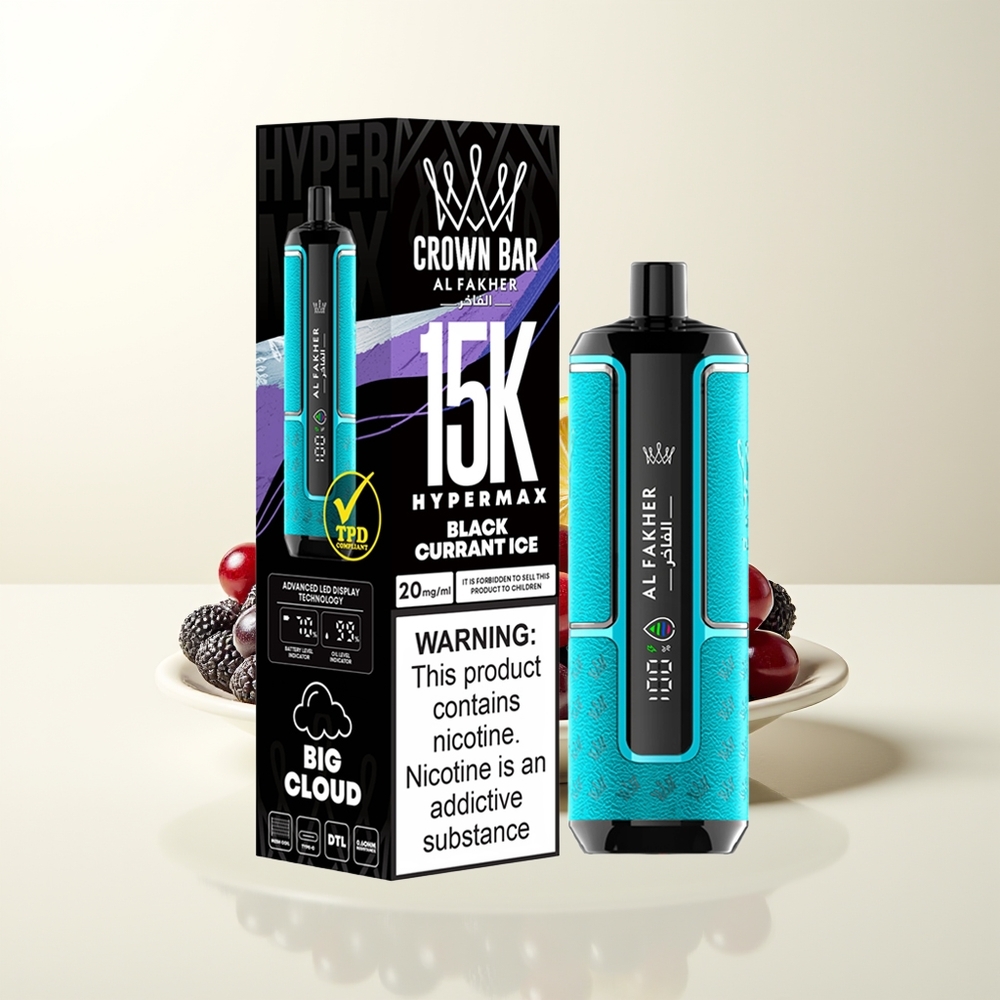 Serbia Wholesale Al Fakher Crown Bar 15K Hypermax Kit Crna Ribizla Led