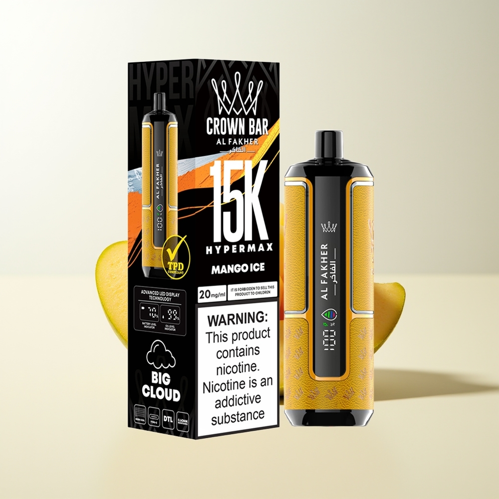 Serbia Wholesale Al Fakher Crown Bar 15K Hypermax Kit Mango Led (Mangova Aroma) 22ml 600mAh Type-C