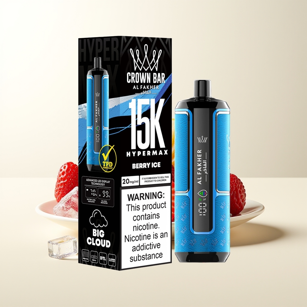 Serbia Wholesale Al Fakher Crown Bar 15K Jagoda Led Hypermax Baterija 600mAh Tip-C Portabilni