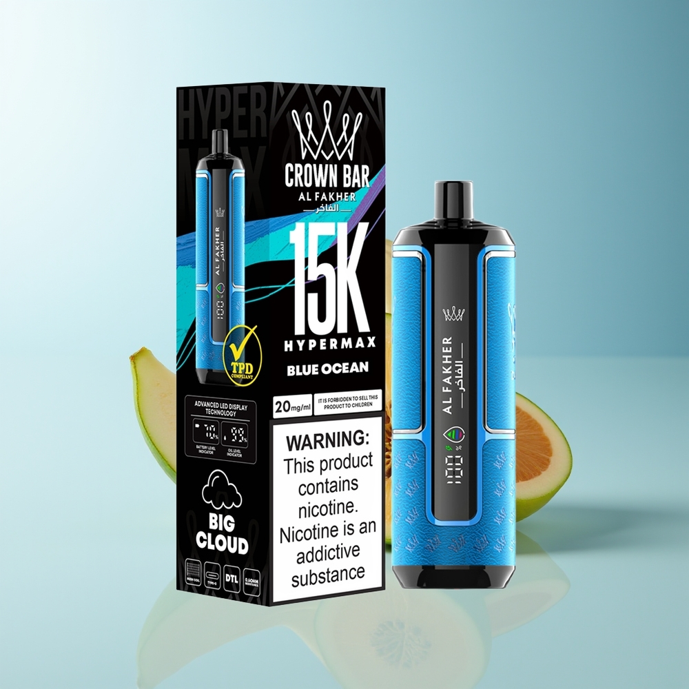 Serbia Wholesale Al Fakher Crown Bar 15K Plavo More Hypermax Baterija 600mAh DTL 6mg/ml