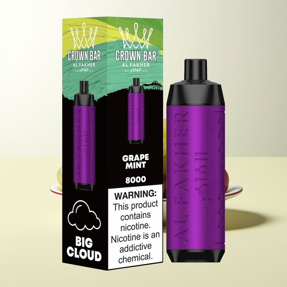 Serbia Wholesale Al Fakher Crown Bar 8000 Crystal Jednokratna Vape Grozdje Mentol 600mah 18ml 5mg 0.6ohm USB-C