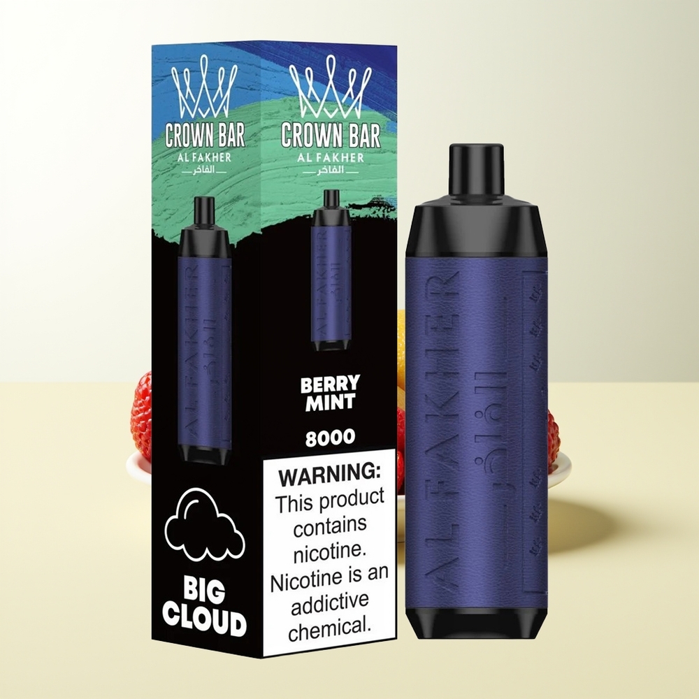 Serbia Wholesale Al Fakher Crown Bar 8000 Crystal Jednokratna Vape Jagoda Metvica 18ml 5mg USB Type-C 600mAh 0.6ohm