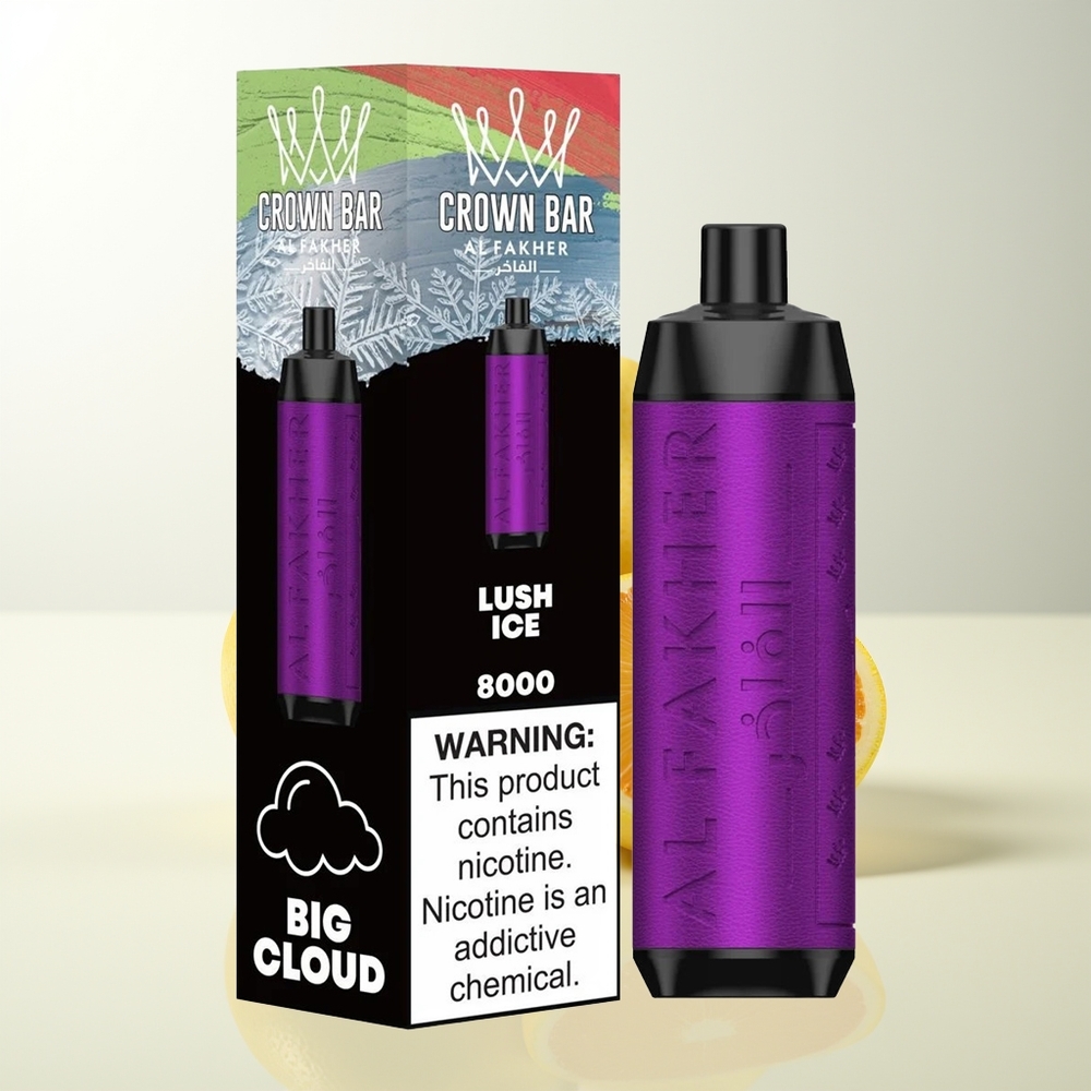 Serbia Wholesale Al Fakher Crown Bar 8000 Crystal Jednokratna Vape Led Buš 5mg Nikotina 18ml Tekućine 600mah Baterija USB-C Punjenje 0.6 ohm Otpornost