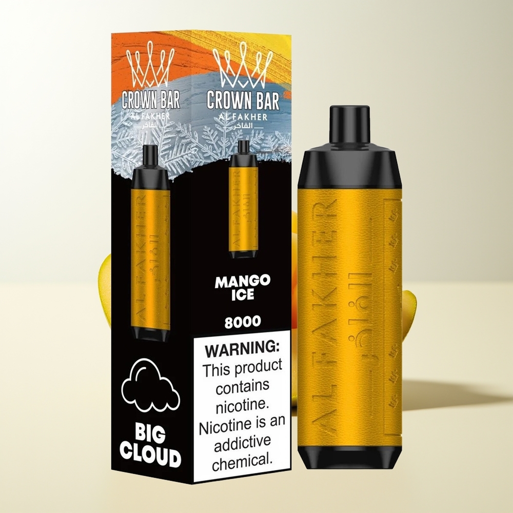 Serbia Wholesale Al Fakher Crown Bar 8000 Crystal Jednokratna Vape Mango Led 600mAh 18ml 5mg 0.6ohm