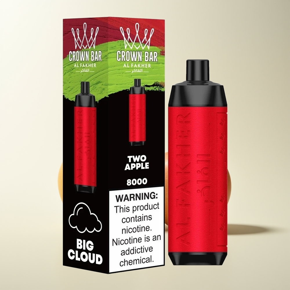 Serbia Wholesale Al Fakher Crown Bar 8000 Dve Jabuke Crystal 600mah 18ml 5mg Nikotina 0.6 ohm Coil USB Type-C