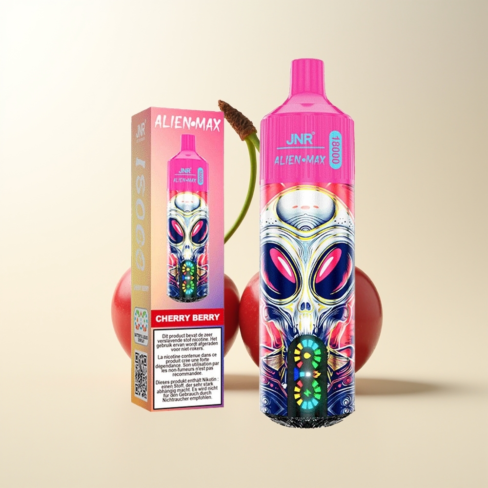 Serbia Wholesale JNR Alien Max 18000 Puffs Trešnja Bobica Dual Mesh Coil Smart LED Display Type-C Quick Charge 28ml E-liquid