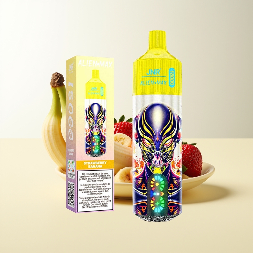 Serbia Wholesale JNR Alien Max 18000 Pufova Jagoda Banana Dual Mesh Coil Type-C Punjenje LED Display