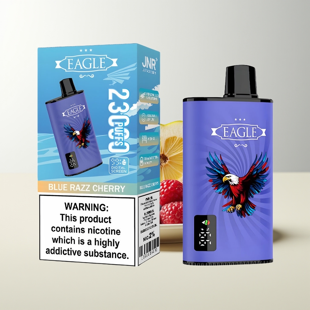 Serbia Wholesale JNR EAGLE Smart 23000 Pufova Plava Malina Trešnja Digitalni Ekran 1.0ohm Mesh Kalem Podesivi Protok Vazduha 750mAh Baterija Type-C Punjenje 25ml Tekućina