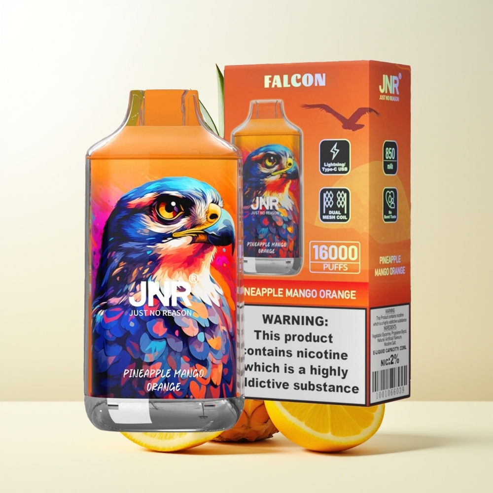 Serbia Wholesale JNR Falcon 16000 Puffs Ananas Mango Narandža Dual Mesh Coil 850mAh Type C Smart LED Display 0% 2%