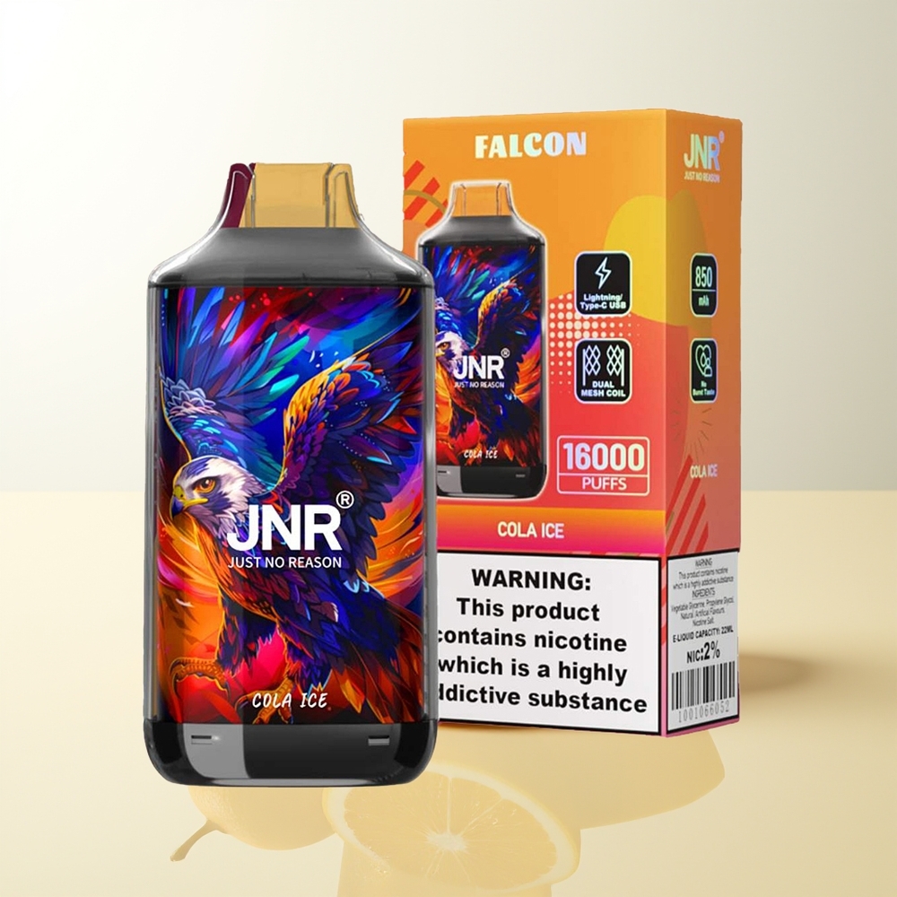 Serbia Wholesale JNR Falcon 16000 Puffs Kola Led Dual Mesh Tip C i Lightning 0% 2%