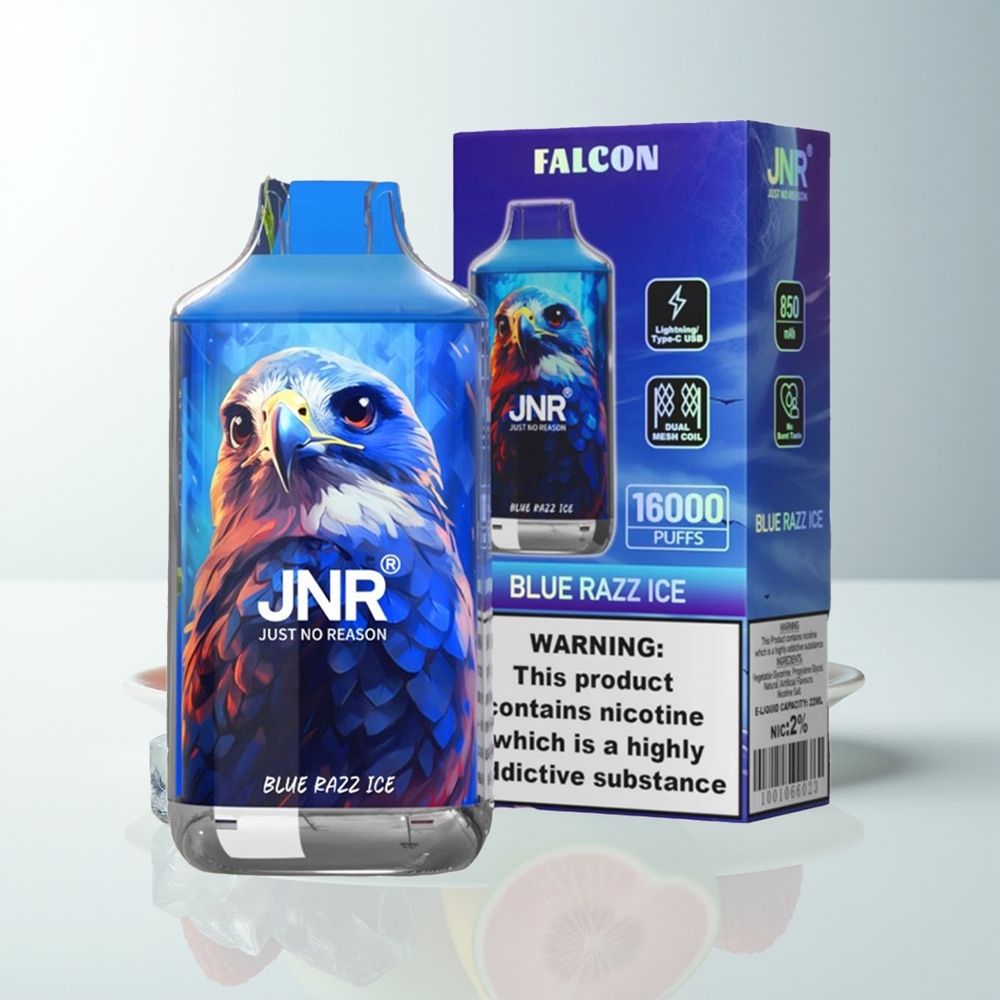 Serbia Wholesale JNR Falcon 16000 Pufova Plavi Malina Led Dual Mesh Coil 850mAh Type C Display 0% 2%