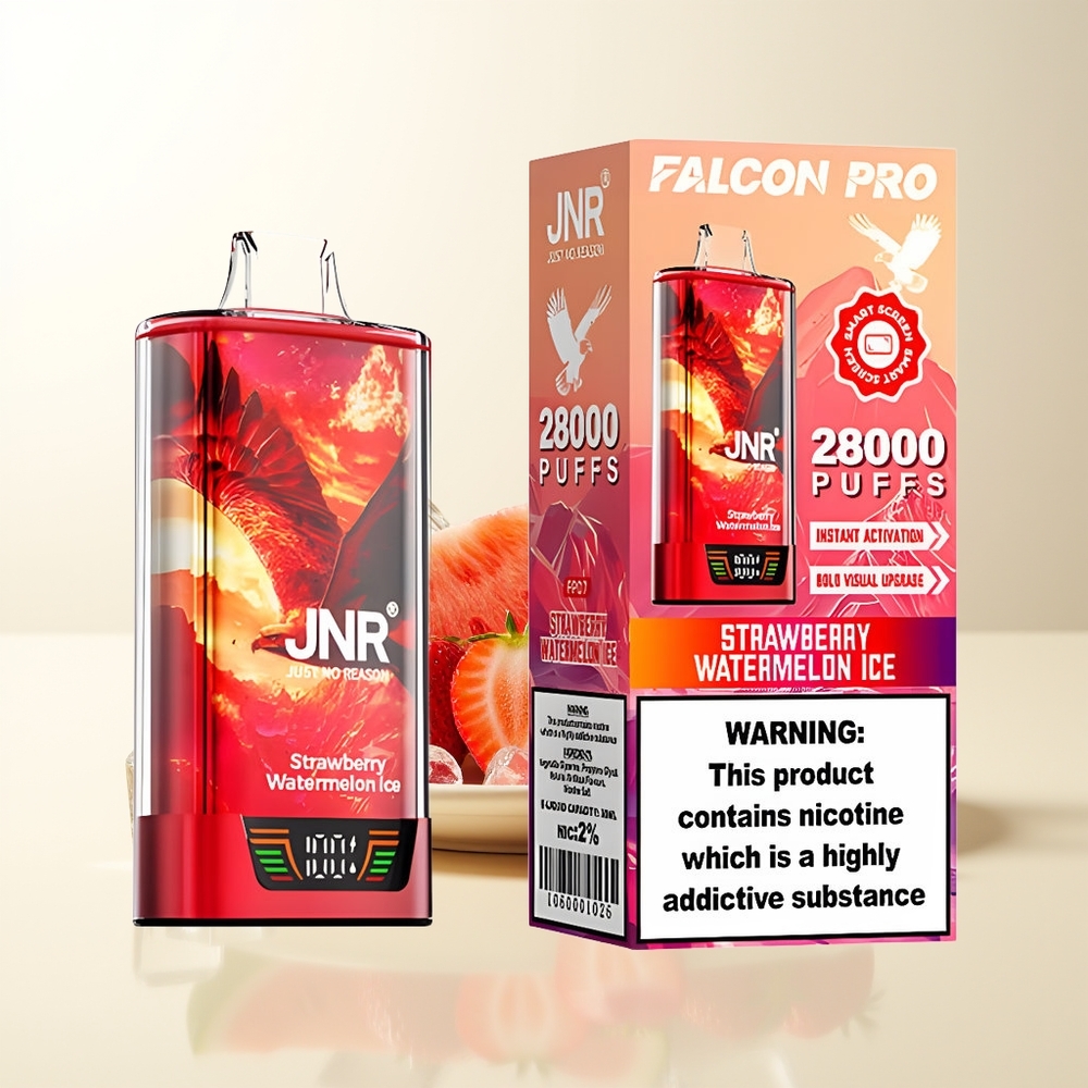 Serbia Wholesale JNR Falcon Pro 28000 Dual Mesh Strawberry Watermelon Ice Smart Display