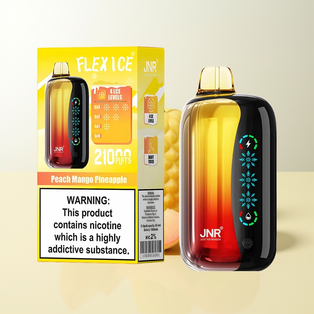 Serbia Wholesale JNR Flex Ice 21000 Puffs Breskva Mango Ananas Ice Adjustable 26ml E-liquid Customizable Airflow Touch Screen 1.2 Ohm Dual Mesh 1000mAh Type-C Charging Port