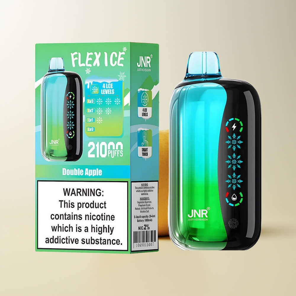 Serbia Wholesale JNR Flex Ice 21000 Pufova Dvostruka Jabuka Ice Adjustable 26ml Customizable Airflow Touch Screen 1.2 Ohm Dual Mesh 1000mAh Type-C 0% 2% 3% 5%