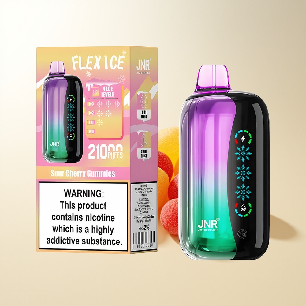 Serbia Wholesale JNR Flex Ice 21000 Pufova Kisela Trešnja Gumeni Bombice Podesivi Ice Customizable Airflow Touch Screen 1.2 Ohm Dual Mesh 1000mAh Type-C 0% 2% 3% 5%