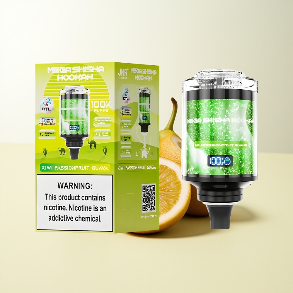 Serbia Wholesale JNR Mega Shisha Hookah 100K 1 Usta Kiwi Pasiflora Guava Tip C Brzo Punjenje Podešavajući Protok Vazduha Interaktivni Pametni Ekran