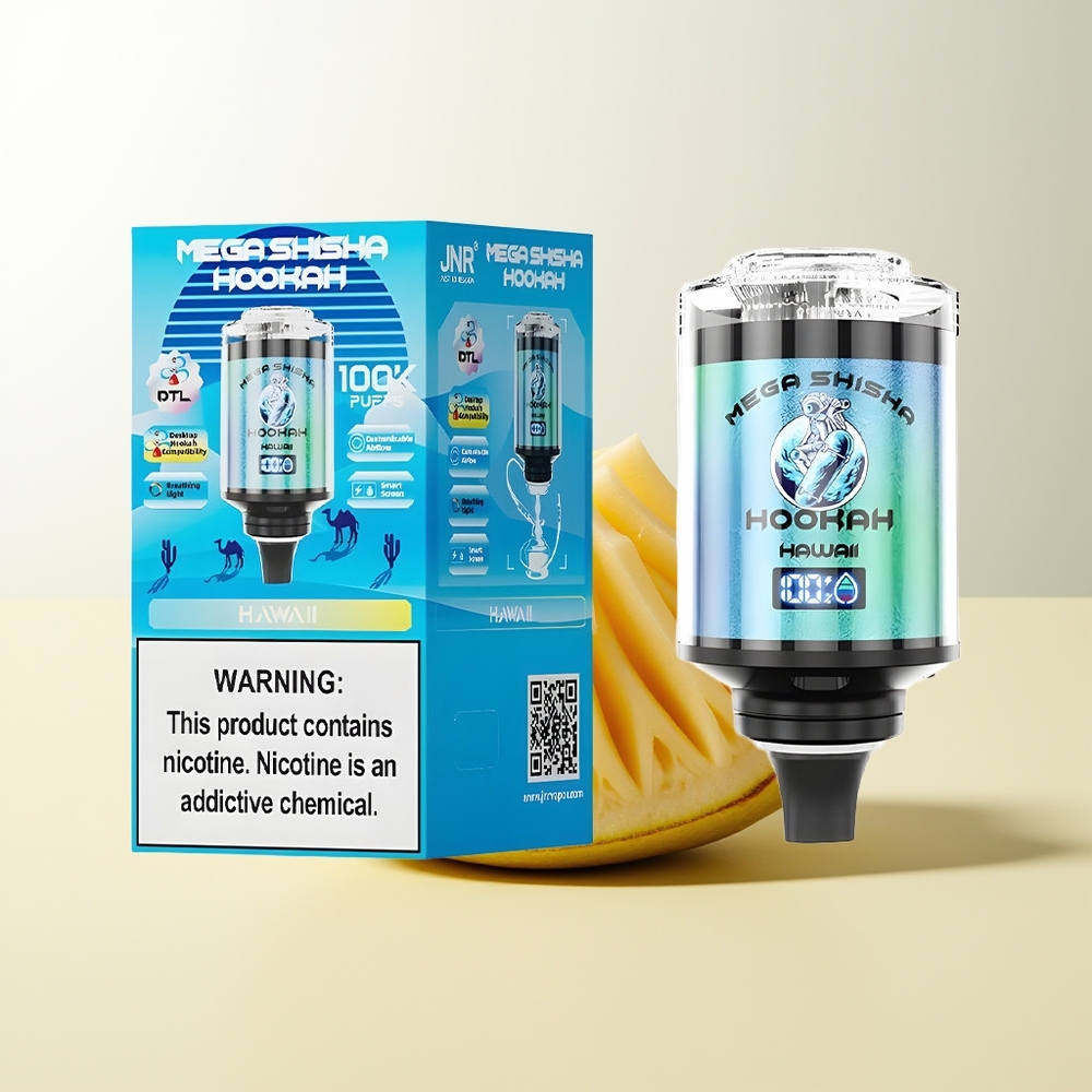 Serbia Wholesale JNR Mega Shisha Hookah 100K 60ml Tip-C Brzi Punjač Adjustable Airflow Interactive Smart Screen 2% Nikotina Hawaii