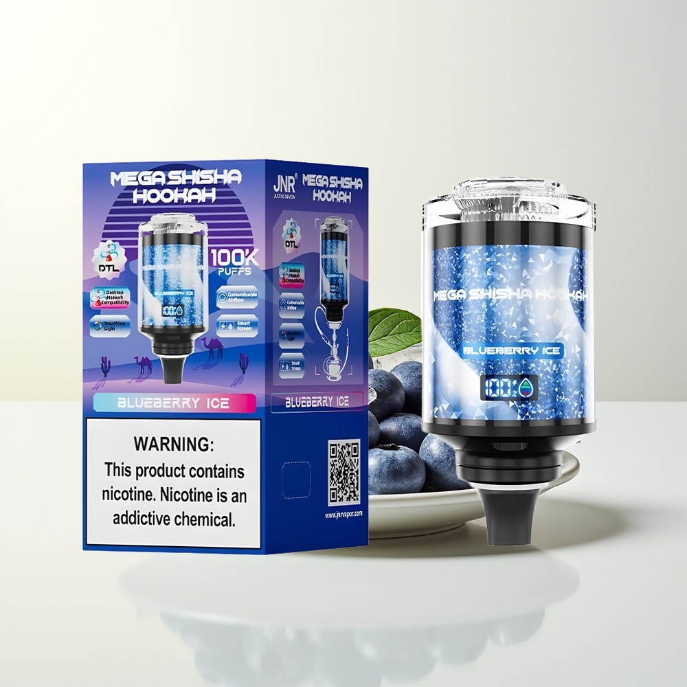 Serbia Wholesale JNR Mega Shisha Hookah 100K Borovnica Led 70.2mm Tip C Brzi Punjač 2200mAh Pametni Ekran Podešavajući Protok Vazduha