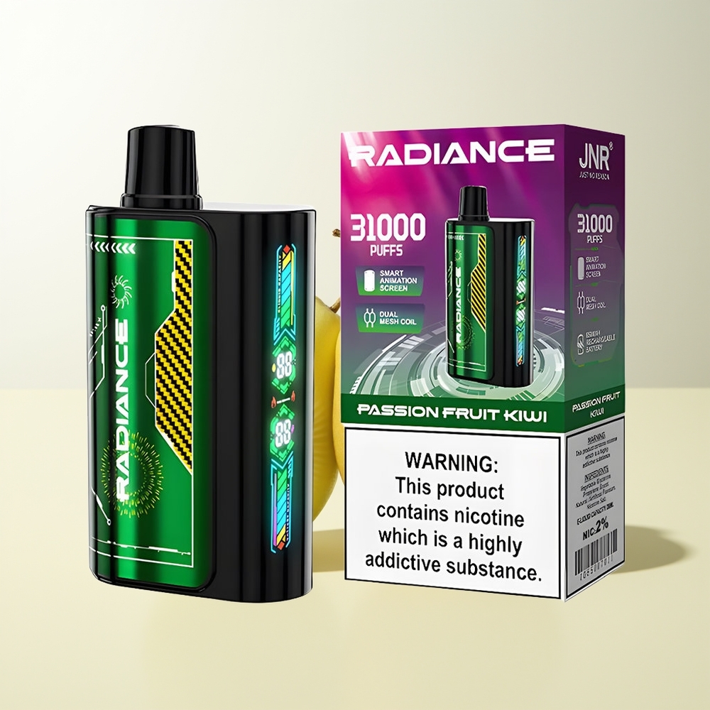 Serbia Wholesale JNR Radiance 31000 Puffs Pasiona Voće Kivi 28ml Dual Mesh Coil Smart Animation Screen 950mAh Type-C 2% Nikotin