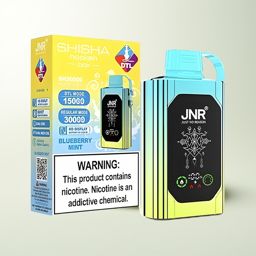 Serbia Wholesale JNR Shisha Hookah Box 20500 Puffs Borovnica Met HD Display 1000mAh 25ml Dual Mesh Coil Type-C Quick Charge 0% 2% 5%