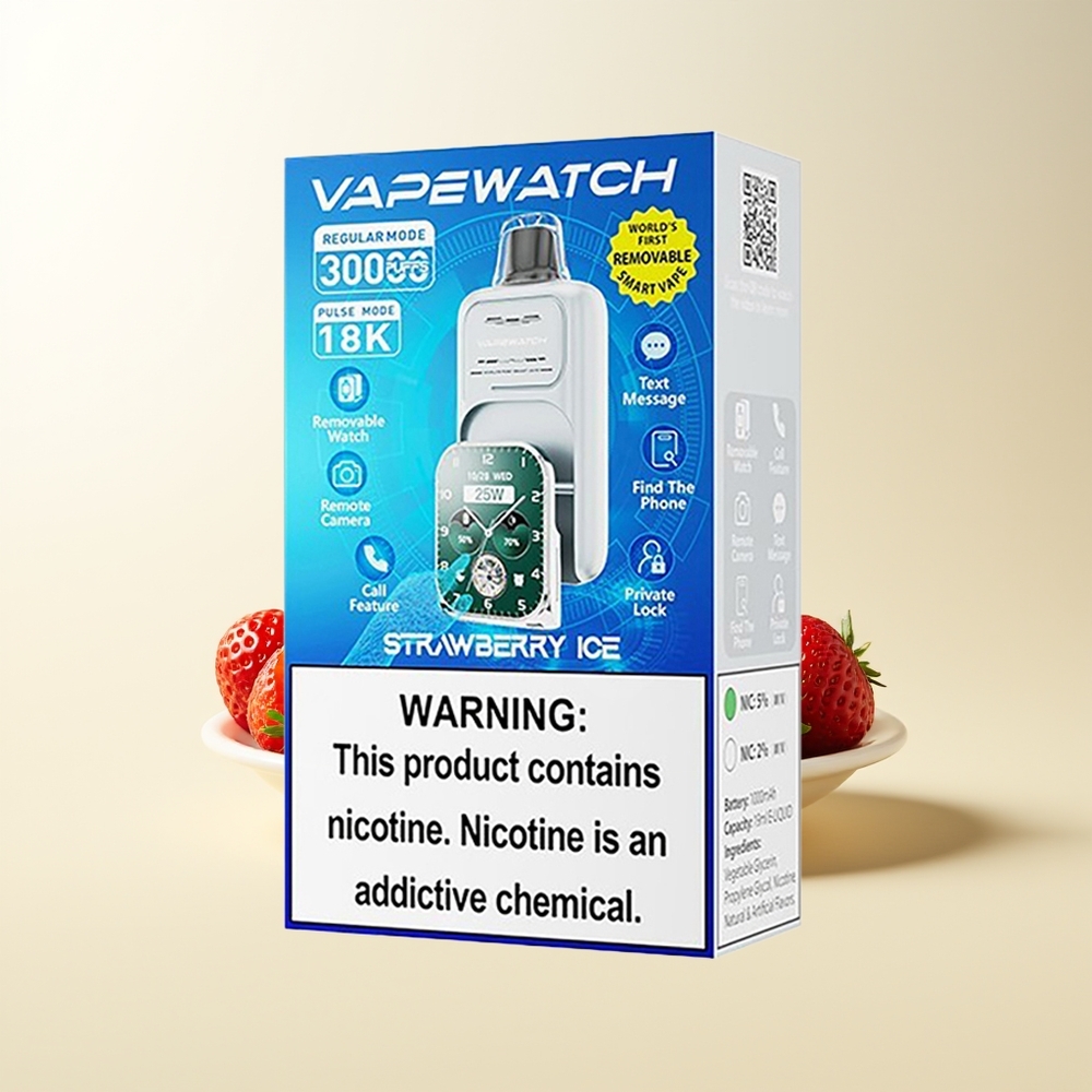 Serbia Wholesale JNR VapeWatch 30000 Puffs Dual Mesh Coil Jagoda Led 1000mAh Type-C Quick Charge 19mL 5% Nikotin