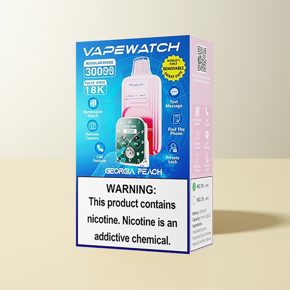 Serbia Wholesale JNR VapeWatch 30000 Puffs Duhana Breskva Dual Mesh Coil 1000mAh Type-C