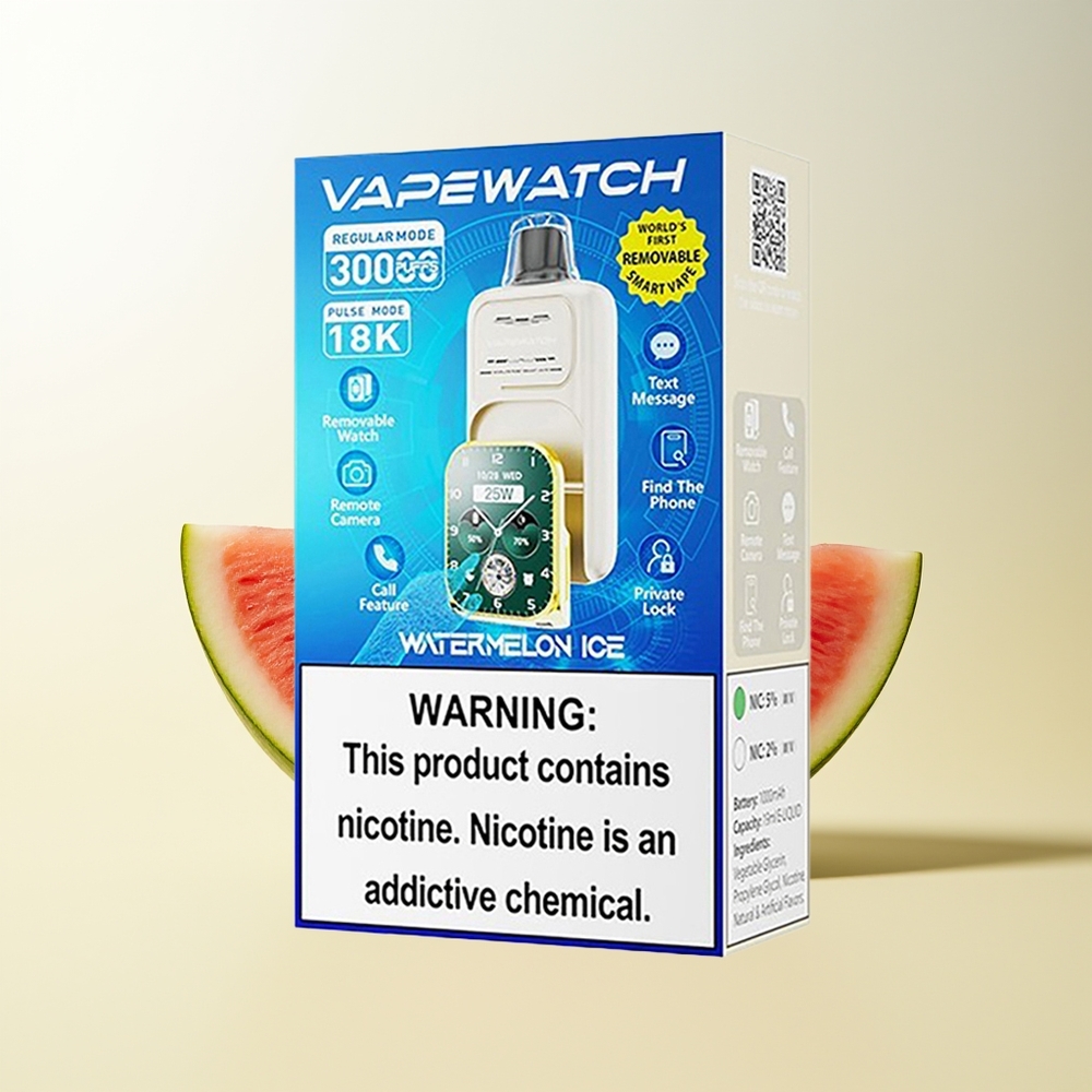 Serbia Wholesale JNR VapeWatch 30000 Puffs Lubenica Led Dual Mesh Coil 1000mAh Type-C