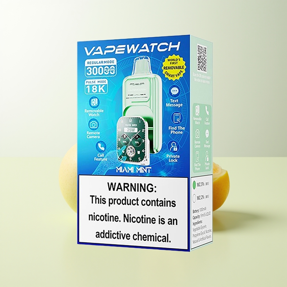 Serbia Wholesale JNR VapeWatch 30000 Puffs Miami Metvica Dual Mesh Coil Type-C 19mL 5% Nikotin