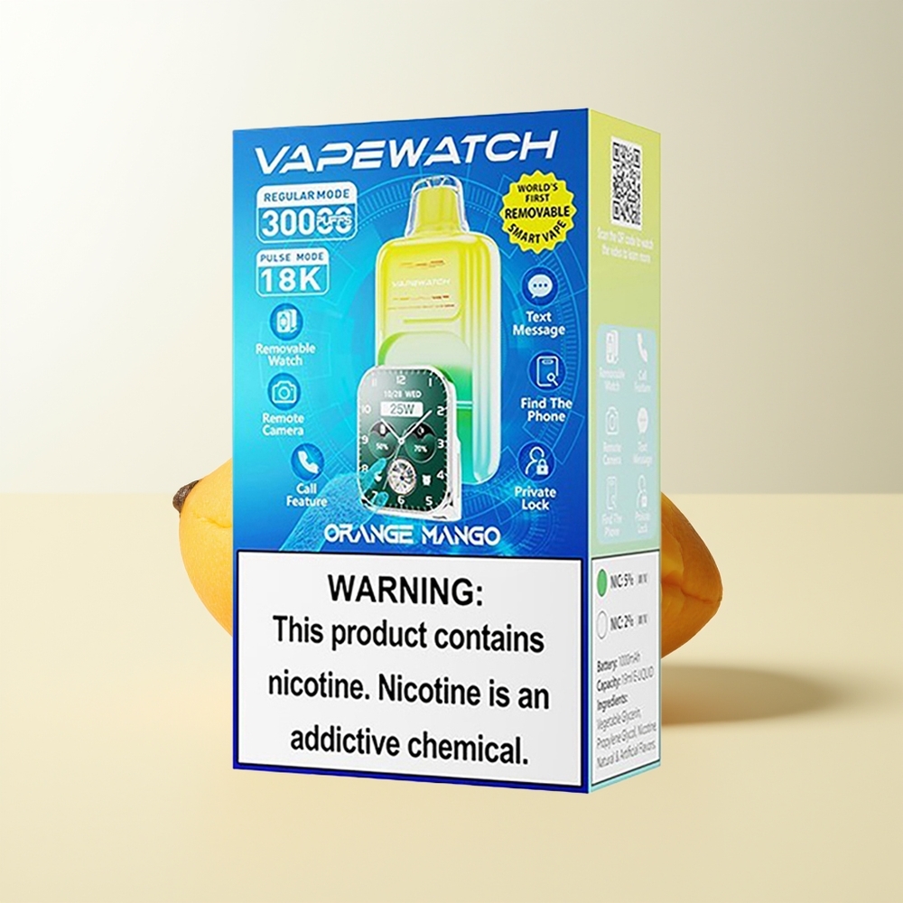 Serbia Wholesale JNR VapeWatch 30000 Puffs Narandža Mango Dual Mesh Coil 19mL 5% Type-C