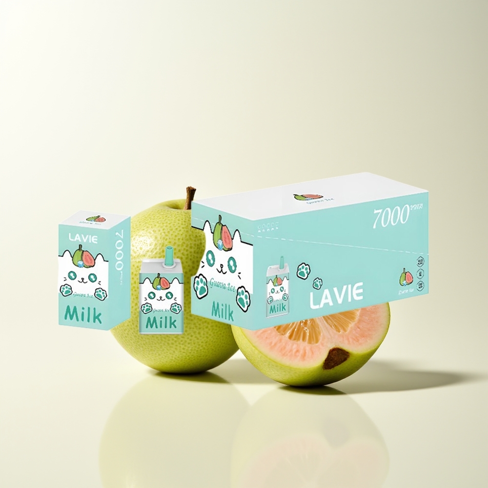 Serbia Wholesale LAVIE Milk 7000 Puffs Guava Led Rechargeable Type C 16ML 600mAh 5%