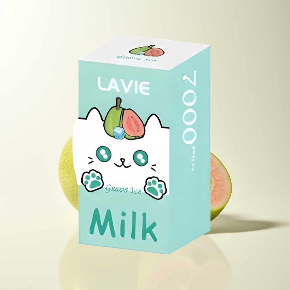 Serbia Wholesale LAVIE Milk 7000 Puffs Guava Led Rechargeable Type C 16ML 600mAh 5%
