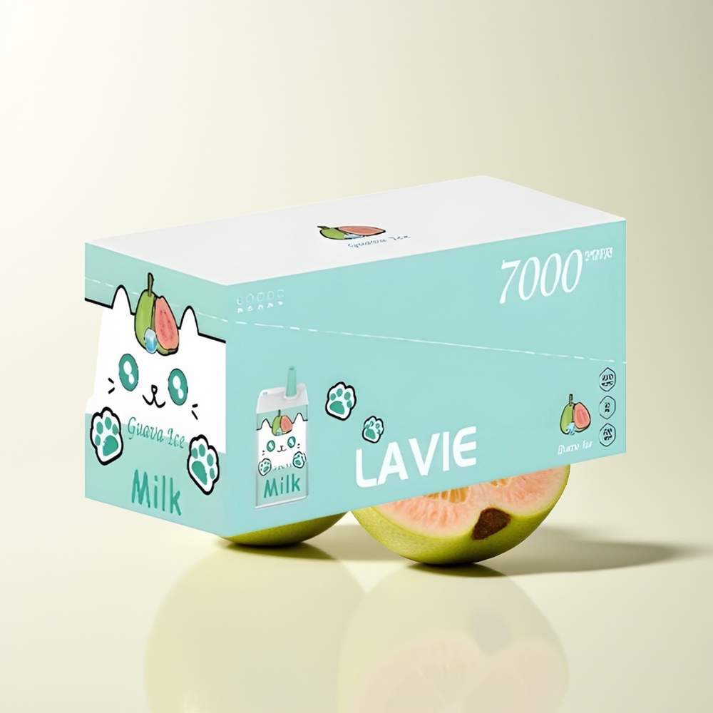 Serbia Wholesale LAVIE Milk 7000 Puffs Guava Led Rechargeable Type C 16ML 600mAh 5%