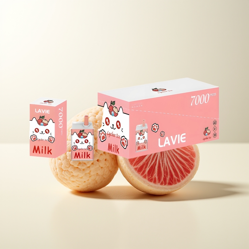 Serbia Wholesale LAVIE Milk 7000 Puffs Litchi Led Rechargeable Type C 16ML 600mAh