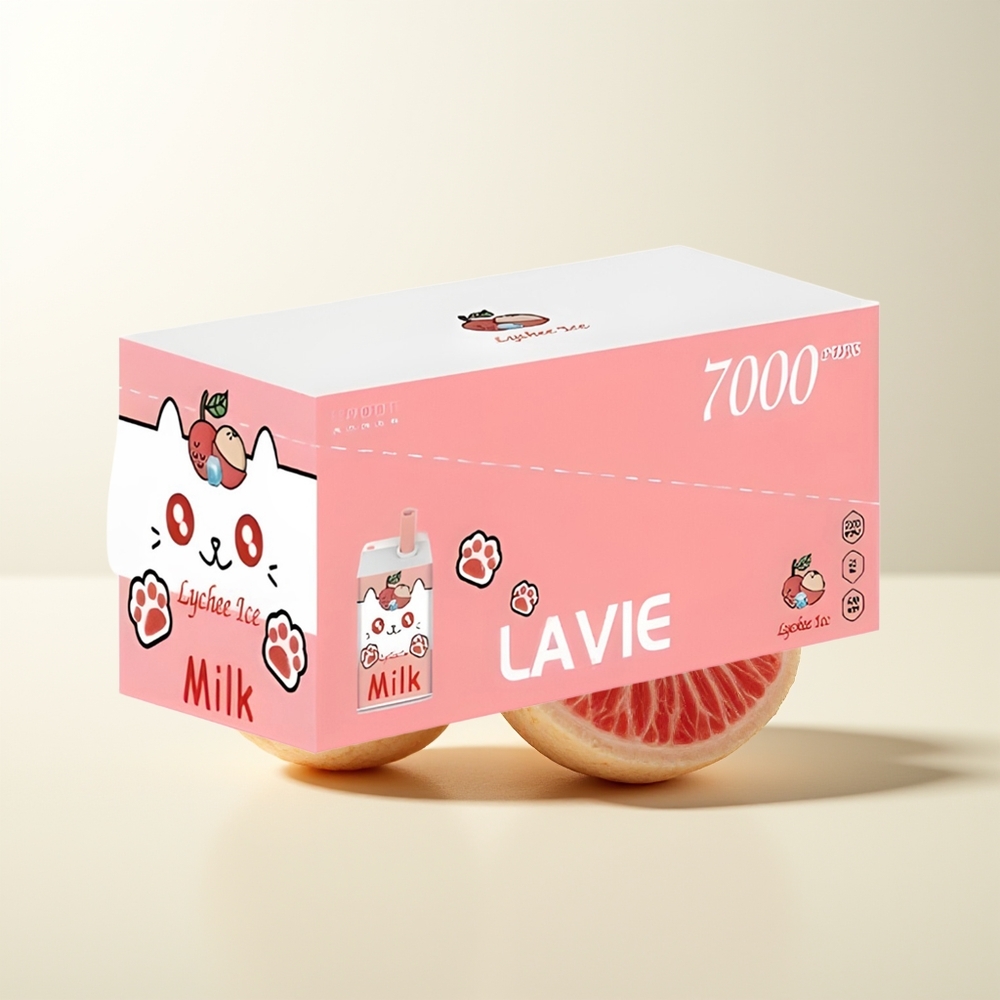 Serbia Wholesale LAVIE Milk 7000 Puffs Litchi Led Rechargeable Type C 16ML 600mAh