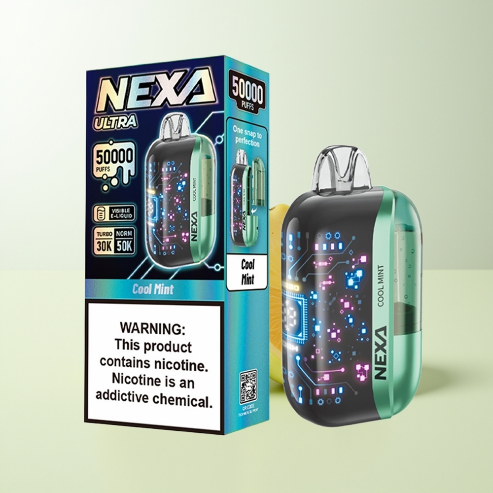 Serbia Wholesale NEXA Ultra 50000 Puffs Cool Mint 20ml 800mAh Type-C 0.9ohm Dual Mesh 3D Screen