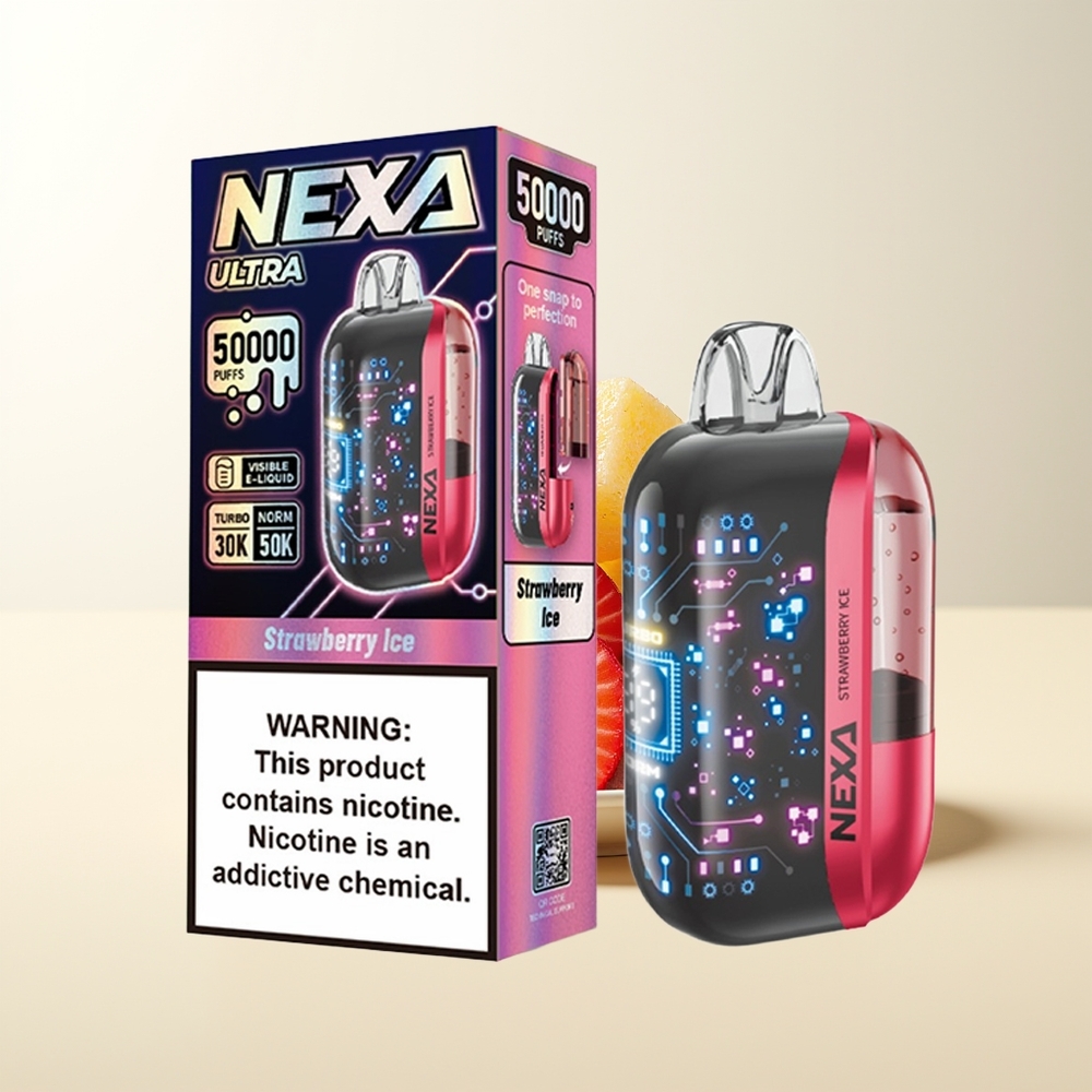 Serbia Wholesale NEXA Ultra 50000 Puffs Jagoda Led 20ml 800mAh 5% 0.9ohm Dual Mesh 3D Ekran Type-C