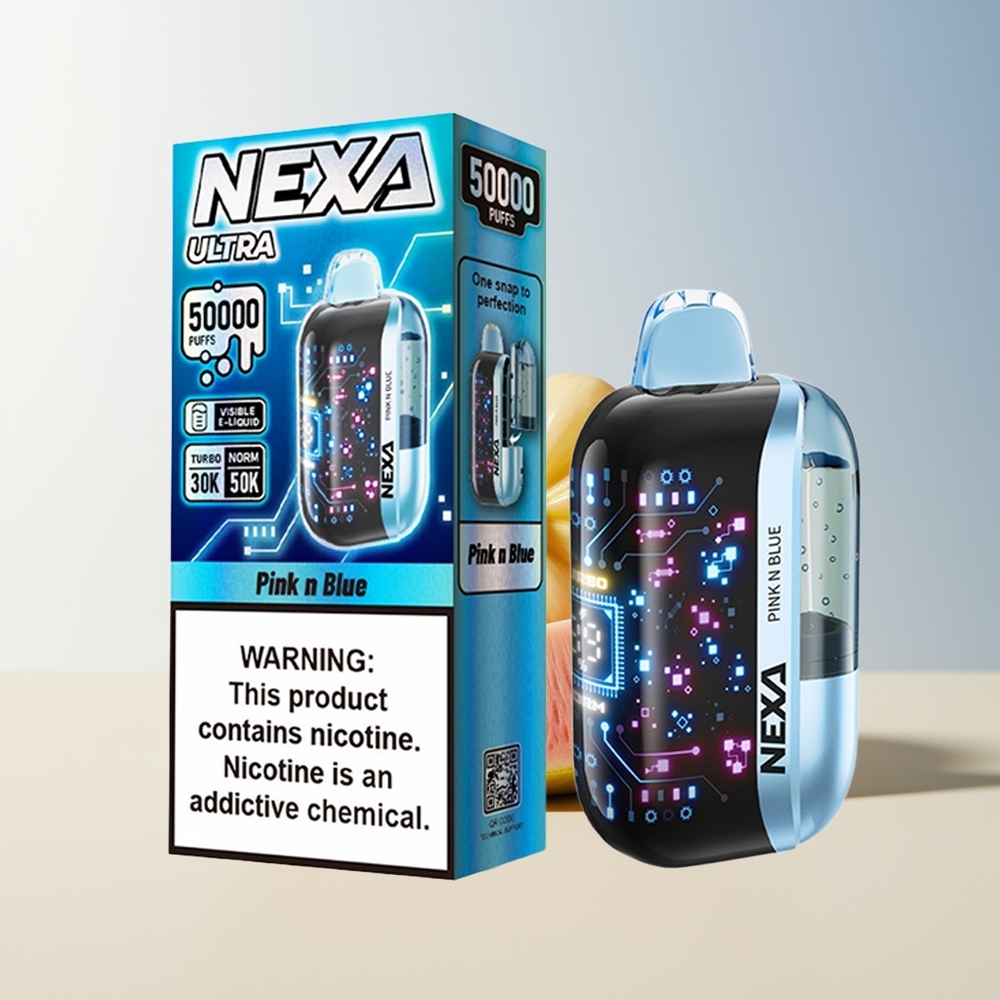 Serbia Wholesale NEXA Ultra 50000 Puffs Roza i Plava 20ml 800mAh 5% Nikotina Tip-C Punjenje 3D Zakrivljen Ekran Dual Mesh Coils