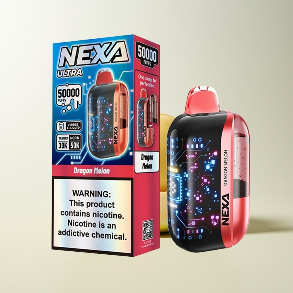 Serbia Wholesale NEXA Ultra 50000 Puffs Zmaj Dinja 20ml 800mah 5% Dual Mesh 0.9ohm Type-C 3D Ekran