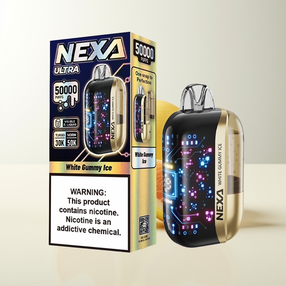 Serbia Wholesale NEXA Ultra 50000 Pufova Бела Жвакајућа Ледена Display Screen Type-C Dual Mesh Coils 20ml 800mAh 5%