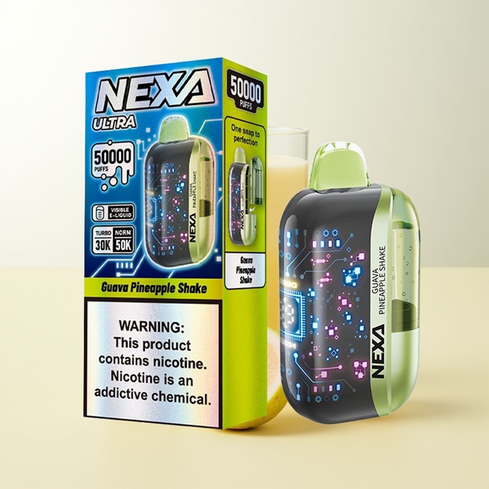 Serbia Wholesale NEXA Ultra 50000 Pufova Guava Ananas Šejk 20ml 800mAh 5% Nikotina 0.9ohm Dual Mesh Ekran Tip-C Punjenje